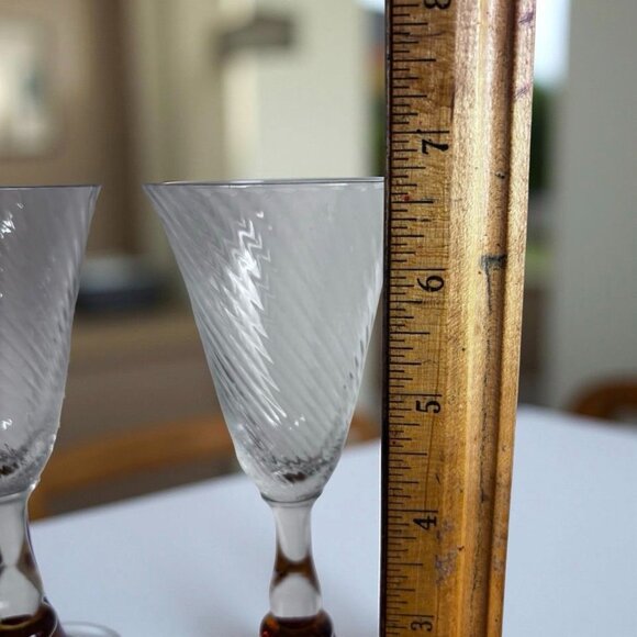 Vintage Tiffin Crystal and Amber Sherry or Small Wine Glasses Uranium Glow - Picture 2 of 13